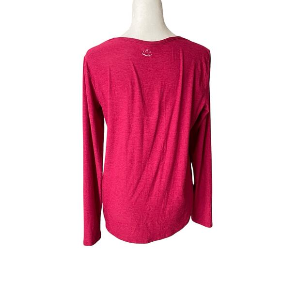 Beyond Yoga Large Yoga Top Long Sleeve Scoop Neck Raspberry Red Pink Tee - Picture 8 of 9